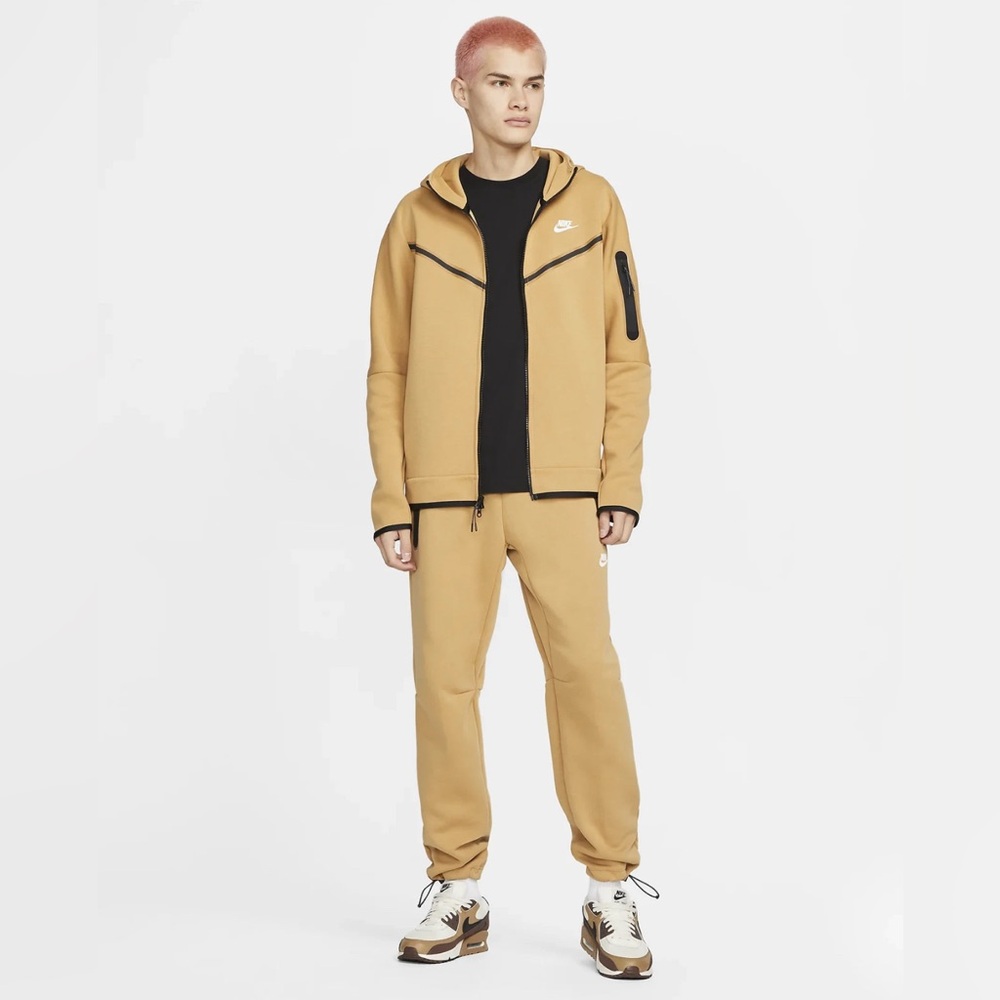 Nike Mens Large Sportswear Tech Fleece Full-Zip Hoodie Elemental Gold/Sail